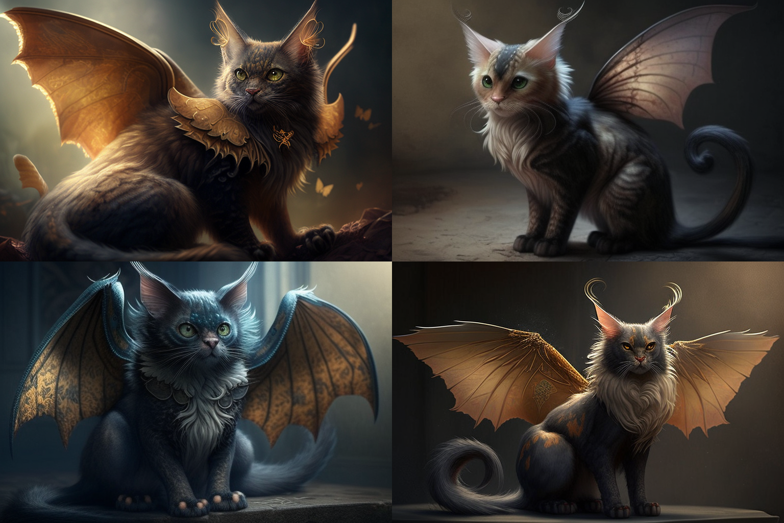 chat avec des ailes de dragon