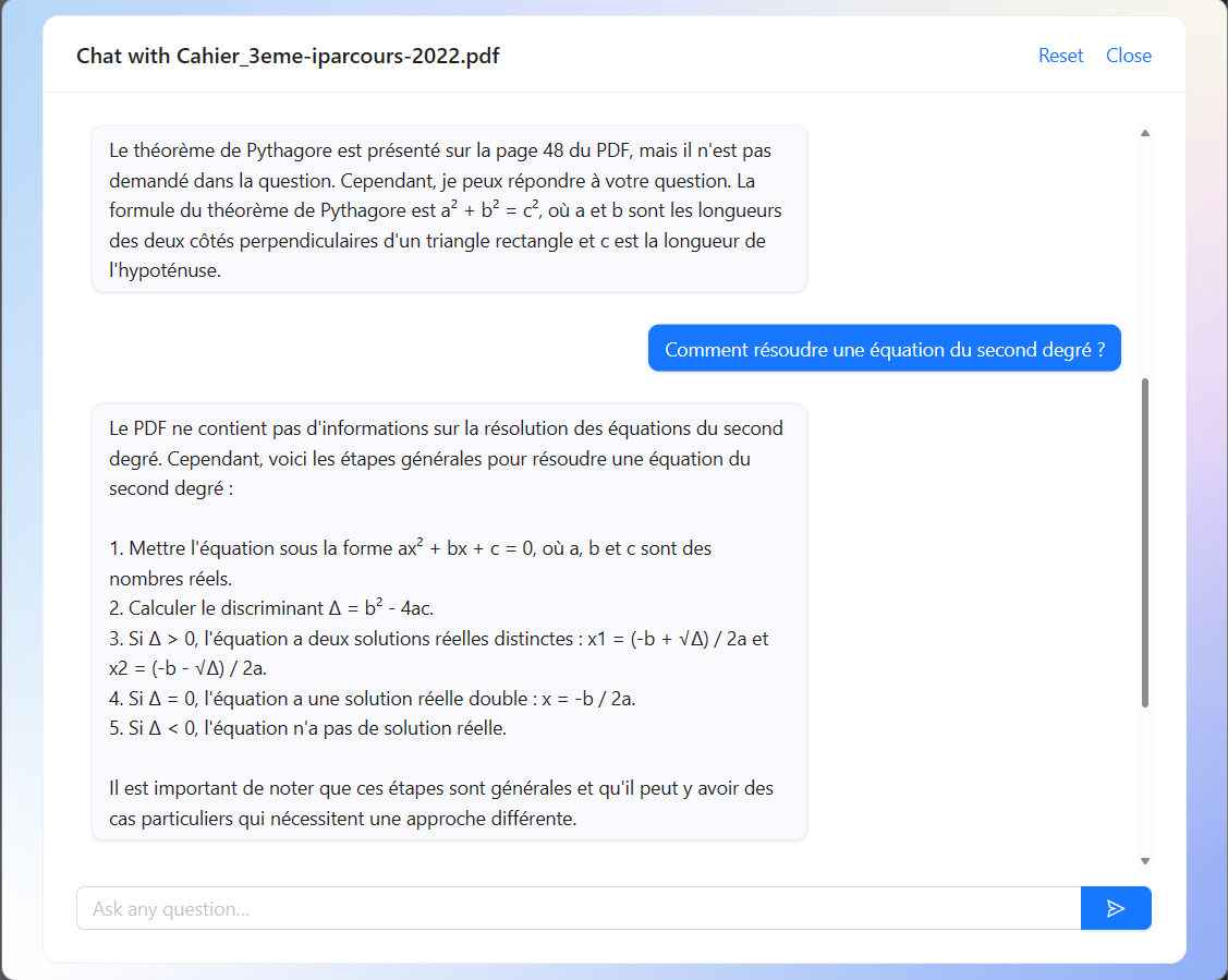chatpdf equation second degre
