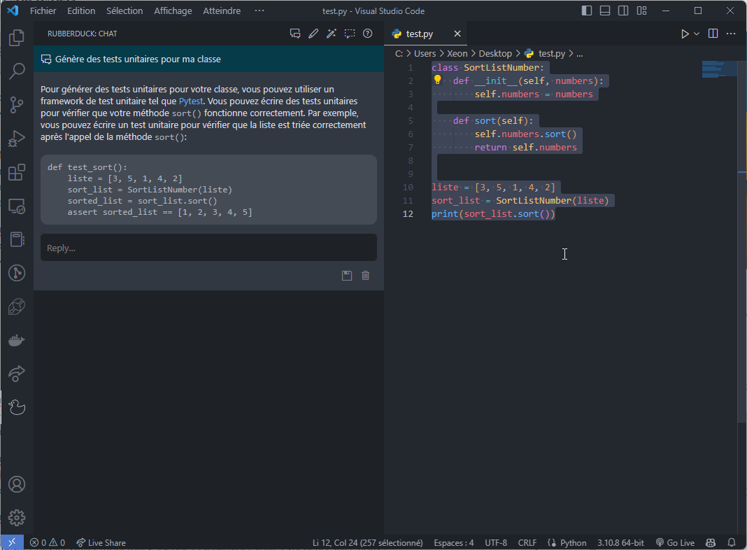 rubberduck vscode genere test unitaire