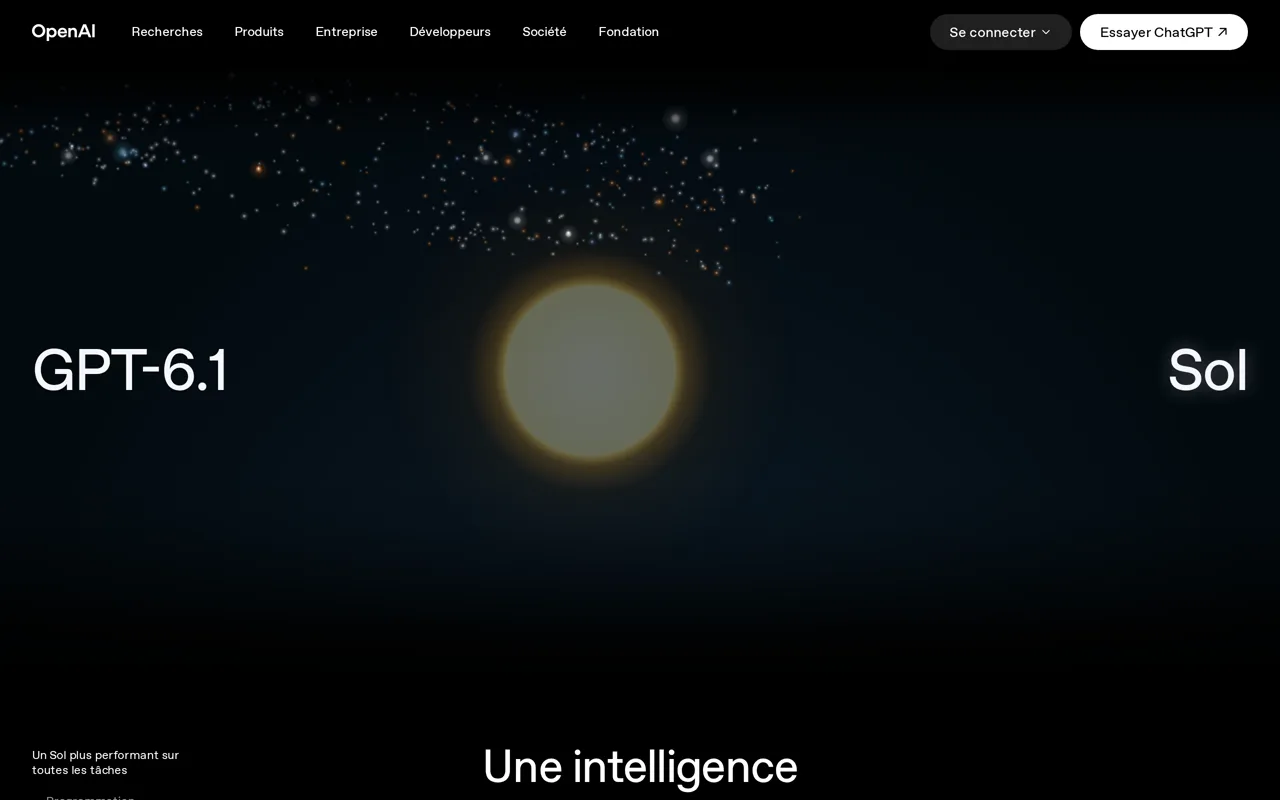 Capture de la page de GPT-6.1 Sol