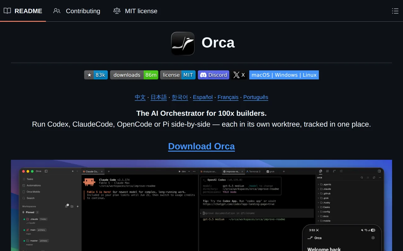 Capture de la page de orca