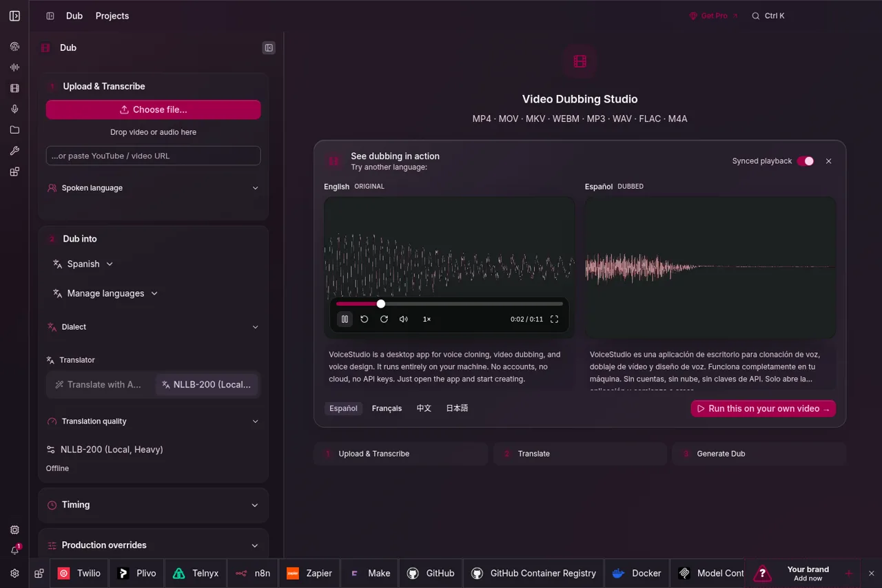 VoiceStudio en image (tirée de la page du projet)